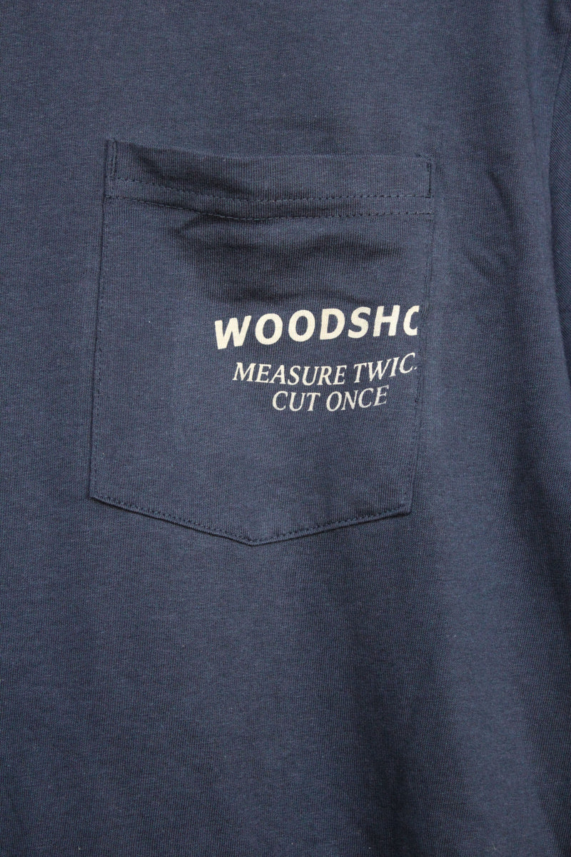 Woodshop Measure Twice pocket t-shirt (Navy) – Woodshop SF