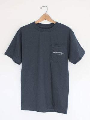 Open image in slideshow, Woodshop Logo pocket t-shirt (Navy Blue)
