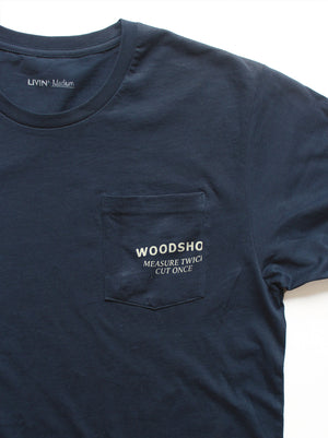 Woodshop Measure Twice pocket t-shirt (Navy)